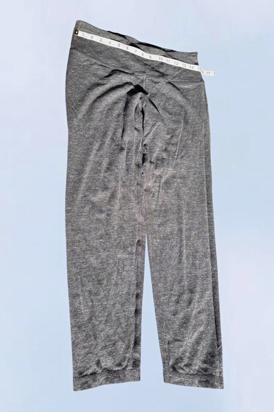 Ideology Women's Gray Solid Capri Leggings L Stretch Elastic Waist